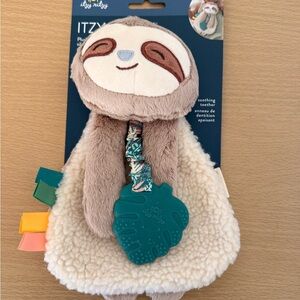 Itzy Ritzy Sloth Plush with Teal Teether